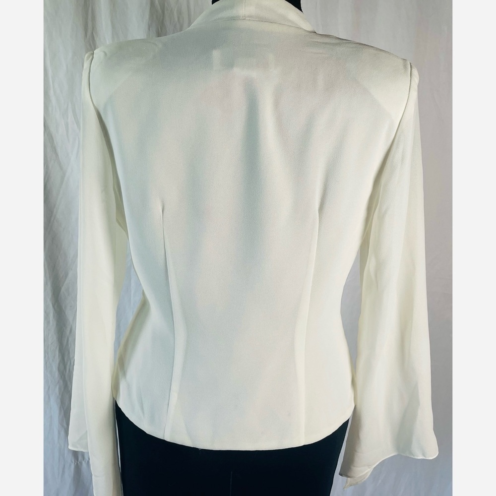 90’s Vintage ‘J.R. Nites Cream White Beaded Embellished Wrap Blouse - Picture 10 of 12